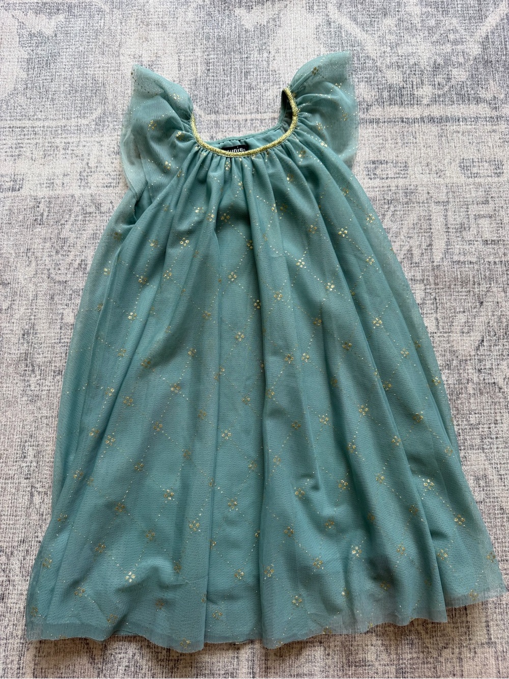 Zunie Teal Tulle Dress with Gold Star Accents